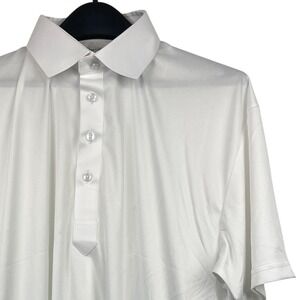NEW Collars & Co Dress Collar Spread Polo Mens L Performance Solid White $82